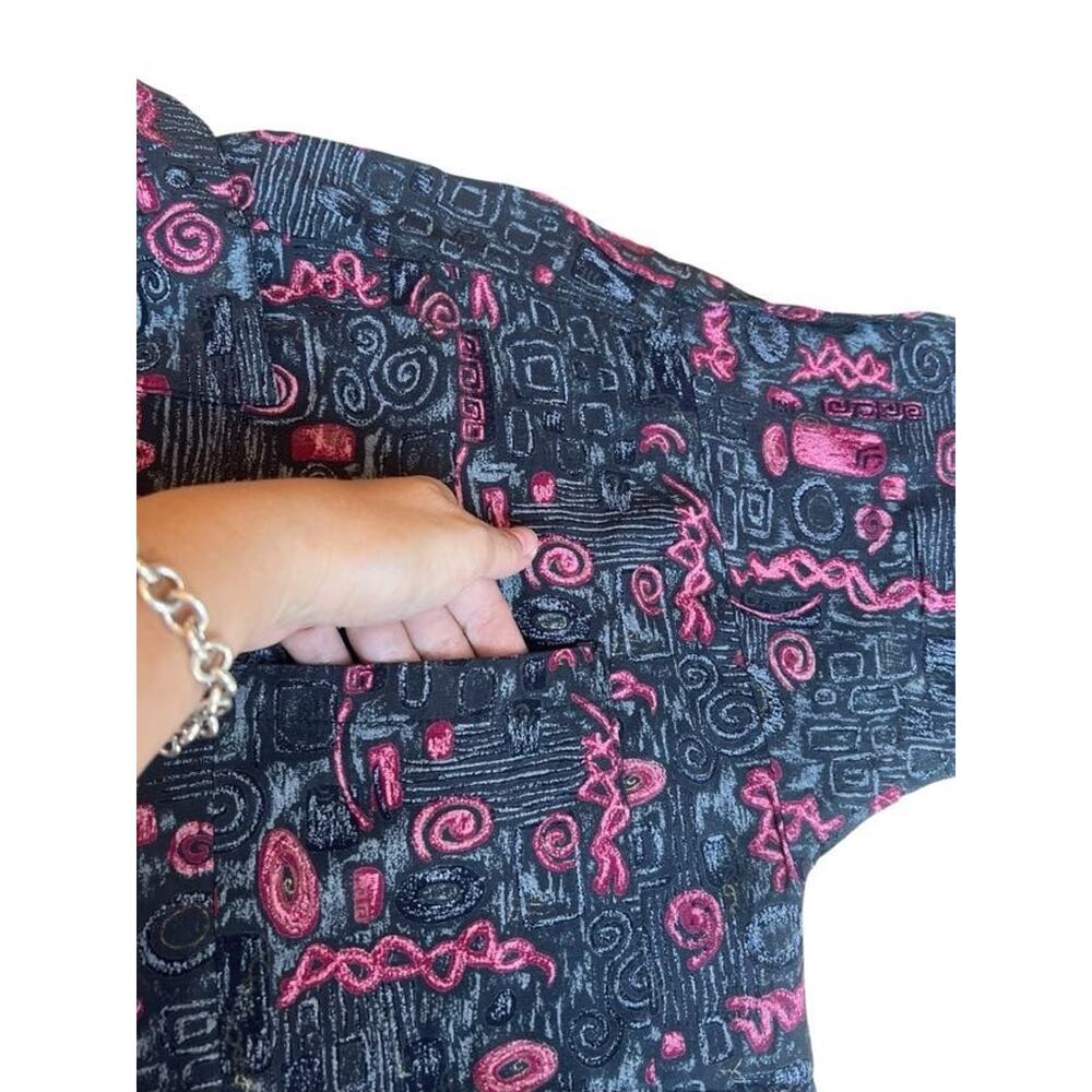 Frank Men's Vintage 80s Shirt Button Up Neon Funky Floral Size Small - Picture 6 of 8